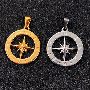 Colgante de brújula de Estrella del Norte para hombre, accesorio personalizado, ala de Ángel, plata, oro, acero inoxidable, joyería - Product Image 1