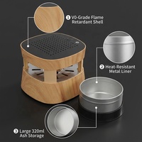 Cendrier en plastique ignifuge sans fumée à effet bois avec purificateur d'air, filtre HEPA, revêtement métallique et anti-cendres volantes pour hôtels et restaurants