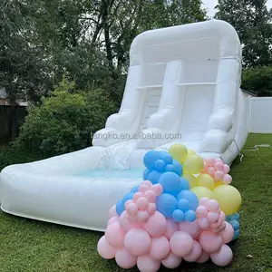 China Langko Inflatables white waterslide amusement park inflatable slide for the pool