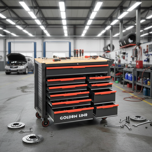 Chariot à outils mobile GOLDENLINE moderne en acier SPCC, 10 tiroirs, avec roulettes universelles, pour <span class=keywords><strong>garage</strong></span> et atelier - Product Image 1