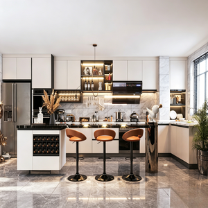 Sistema <span class=keywords><strong>Cucina</strong></span> Tradizionale Premium Su Misura con Elettrodomestici Integrati, Cantinetta Vino Integrata e Vetrina Aperta con Isola - Product Image 2