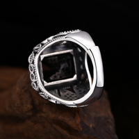 Bague BOCAI S925 en argent sterling pour homme, motif goutte d'eau rétro, zircon noir, charme romantique en forme de plan tangent, bijoux en argent