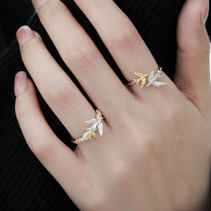 Groothandel Fijne Sieraden S925 Sterling Zilver Tweekleurig Onregelmatige Textuur Vogel Wijsvinger <span class=keywords><strong>Ring</strong></span> voor Vrouwen - Product Image 5