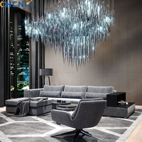 Lustre en cristal de luxe sur mesure pour salon, longueur moyenne, avec télécommande, éclairage LED suspendu, garantie 5 ans, angle de faisceau 360°