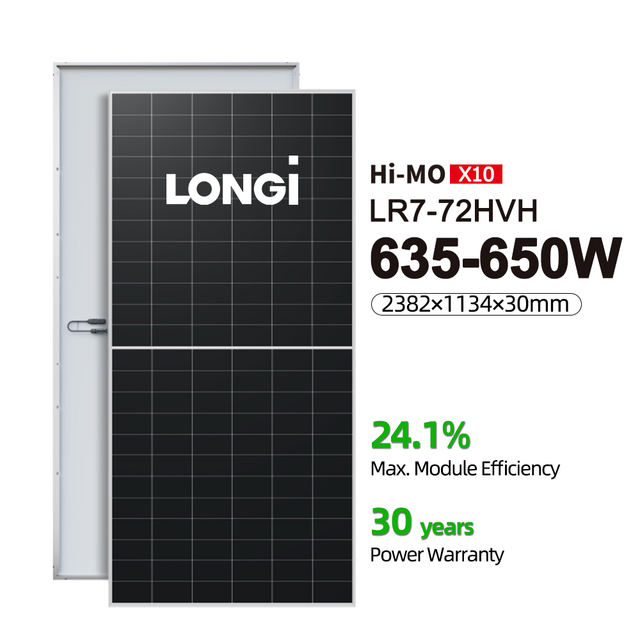 New Technology Longi HI-MO X10 635W 640W 645W 650W Monofacial N Type Solar Panels Ready to Load