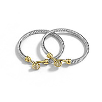 Gedraaide draad titanium stalen armband dames- en herenarmbanden met kabeldraad, drukknoopsluiting, fruitkomvormige handversieringen