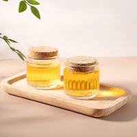 Pot en verre mini transparent rayé de 50 ml avec bouchon en liège, qualité alimentaire, pour yaourt, dessert, épices, avec logo personnalisé