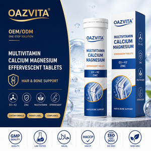 OAZVITA Tabletas Multivitamínicas OEM, Suplementos Nutricionales, <span class=keywords><strong>Calcio</strong></span>, <span class=keywords><strong>Magnesio</strong></span>, Crecimiento del Cabello, <span class=keywords><strong>Zinc</strong></span>, Vitamina D3 K2, Tableta Efervescente - Product Image 1