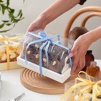 Boîte à gâteau transparente de qualité alimentaire XJH avec logo personnalisé, forme rectangulaire pour l'emballage de desserts, macarons et sushis