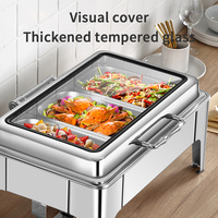 Chauffe-Plats Professionnel en Acier Inoxydable avec Fenêtre en Verre, Réchaud de Buffet Commercial 9L pour Hôtels et Restaurants