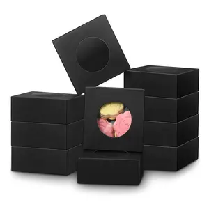 Scatole di carta di alta qualità scatola di imballaggio di lusso per alimenti/cupcake/snack/sapone di colore nero