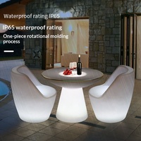 Table et chaises de bar LED rechargeables télécommandées, multicolores, lumineuses, en plastique – Design minimaliste moderne