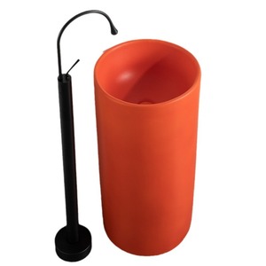 Matte Cylindrical Pedestal Basin Ceramic Round Floor Standing <b>Sink</b> For Bathroom <b>Small</b> Apartment Hotel Use - Product Image 4