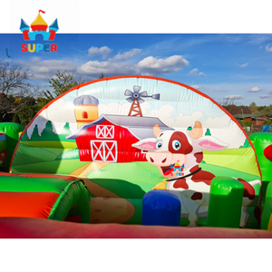 Château gonflable pour enfants sur <span class=keywords><strong>le</strong></span> thème <span class=keywords><strong>de</strong></span> la ferme, avec des animaux <span class=keywords><strong>de</strong></span> ferme gonflables (vache, cochon, cheval), idéal pour les événements et la location - Product Image 4