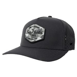 Casquette de golf OEM personnalisée en maille perforée avec logo, 5 panneaux, visière légèrement incurvée, snapback, patch en caoutchouc imperméable - Product Image 1