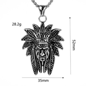Collar con Colgante de Acero Inoxidable para Hombre, Diseño Geométrico con Retrato de Cabeza Indígena, Joyería de Regalo, Complemento de Ropa - Product Image 5