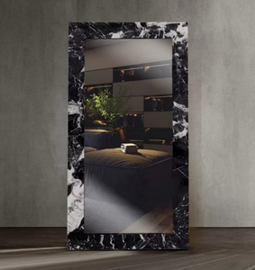 Miroir décoratif rectangulaire mural sur mesure de style Art Déco, pleine longueur, avec <span class=keywords><strong>cadre</strong></span> en pierre massif, pour rénovation intérieure - Product Image 2