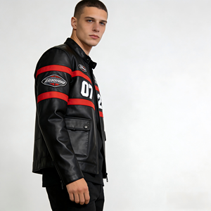 جاكيت جلد حقيقي للنساء والرجال، جاكيت جلد مُعتَّق، جاكيت دراجات نارية صيفي مع درع واقي وشعار مخصص بتصميم عتيق - Product Image 3