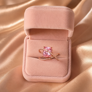 Anello con design geometrico rosa, anello classico da donna - Product Image 5