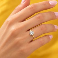 Bague de fiançailles en or 18 carats personnalisée avec diamant de laboratoire rond de 1,5 carat, alliance de mariage, bague de promesse, approvisionnement direct usine