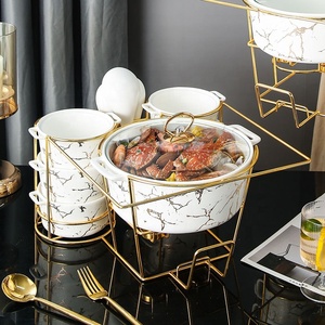 Set di 3 pentole da minestra in ceramica nordica a doppio orecchio di lusso con cucchiaio da ciotola - Product Image 5