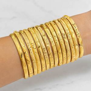 Quality Jewelry Brass 22k Gold Plated <b>Bangles</b> with Charm New Wide Designs US Made Claw Setting for Women - Product Image 4