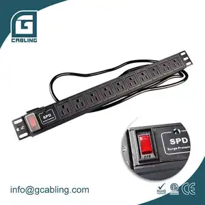 Gcabling 10 way America PDU power distribution unit US socket rack mount 110V 15A 10 port USA socket