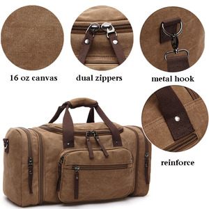 Personnalisé 16 oz Toile Voyage Sac Faible QUANTITÉ MINIMALE DE COMMANDE En Gros Grande Capacité Homme Sport Duffle Fourre-Tout Vintage Sac de Sport En Plein Air Pour Hommes - Product Image 5