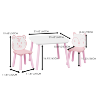 Ensemble table et chaise ergonomique moderne pour enfants, 3 pièces, MDF, bureau pour tout-petits, dossier en forme d'animal, table d'activités, dessin, apprentissage, salle de jeux, crèche