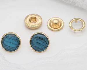 Boutons métalliques cachés en laiton texturé uni, ronds, bleus fantaisie, colorés, 9MM 10MM 12MM 14MM 15MM, 4 parties, pour vêtements - Product Image 2