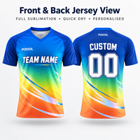 Jersey Sepak Bola Multi Warna Gradasi Kustom V-Neck Sublimasi Penuh Cepat Kering Bernapas Pakaian Tim Personalisasi untuk Klub Lokal