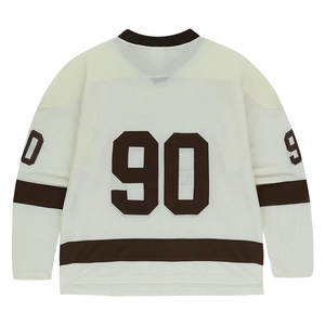 Maillot de hockey sur glace personnalisé Healy en maille noire, col en V, manches longues, imprimé, unisexe, adulte, respirant, numéro 90 - Product Image 4