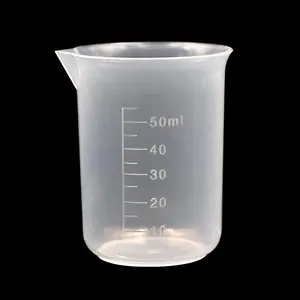 Gelas ukur plastik Lab 50ml, gelas ukur transparan untuk laboratorium sains