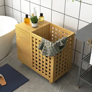 Bamboo Laundry Hamper With 3 Drawers And A Large Basket Divided Clothes Hamper