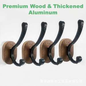 Solid <b>Wood</b> Wall Mounted <b>Coat</b> <b>Hooks</b> Iron Oval Shape Wall Mounted Type For Entryways Wardrobes Hats - Product Image 3