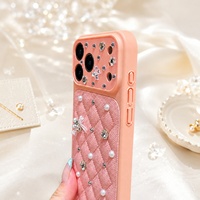 Étui de téléphone pour iPhone en cuir PU perlé antichoc de luxe