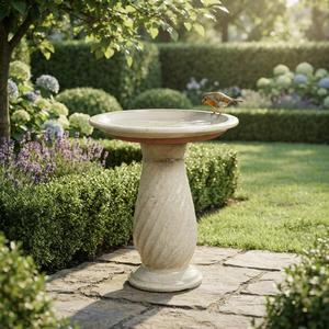 Bain d'oiseaux classique en céramique sur piédestal, pour jardin, cour ou terrasse - Product Image 1