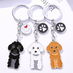 Accesorios Personalizables para Llaves, Nuevo Regalo, Colgante para Cintura con Grabado de Perro Poodle de Dibujos Animados, Llavero de Metal - Product Image 1