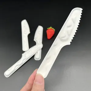 2023 New Design Knife Bagasse Bamboo Cutlery Set Eco Friendly Disposable Utensils Knives For Party