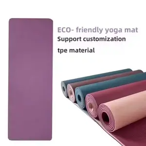 Kustom Tpe Yogamats Tapis De Sport lipat matras olahraga tikar latihan Yoga ramah lingkungan tikar senam