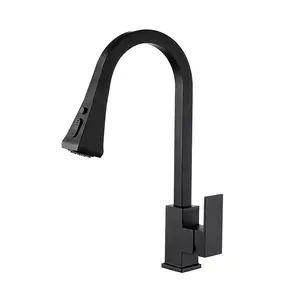 Restaurant Water Mixer Taps Pull Out Black Kitchen Sprayer Faucets