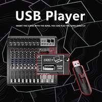 Contrôleur DJ GAX-S8 Pro 8 canaux avec 256 effets de réverbération DSP BT 5.0 Mixeur USB USB pour karaoké Spectacle professionnel sur scène