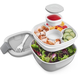 Wholesale Cute 4-<b>Compartment</b> Salad Container Leak-Proof Dressing Tray Food Grade Lightweight BPA-Free Reusable Fork <b>Lunch</b> <b>Box</b> - Product Image 5