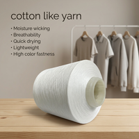 32S 40S Elastic Full Dull Imitation Cotton Like Yarn Cotton Like Stretch Yarn Cool Cotton Polyester Yarn for Circular Machine