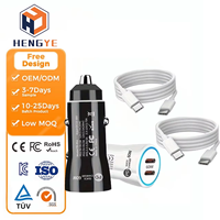 Pengisi Daya Mobil Premium Portabel Universal Pengisian Cepat Pd Tipe c Dua Port Ultra Cepat 60w Pengisi Daya Mobil Mini 60w