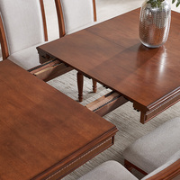 Table à manger en bois massif de style américain, extensible pour 8/10 personnes, ensemble table et chaises ; mobilier pour restaurants et hôtels