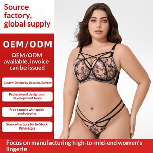 Completo Set Lingerie Sexy Personalizzato per <span class=keywords><strong>Donne</strong></span> Curvy con Copertura Totale e Supporto Push-up per Busto Grande - Product Image 3