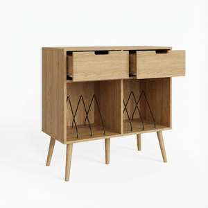 <span class=keywords><strong>Meuble</strong></span> de rangement <span class=keywords><strong>pour</strong></span> disques vinyles en bois écologique avec tiroirs et étagères ouvertes <span class=keywords><strong>pour</strong></span> les espaces de vie modernes - Product Image 2