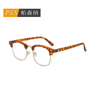 Lunettes anti-lumière bleue demi-cerclées Psn, montures optiques rondes unisexes 3016, légères, motif uni - Product Image 4