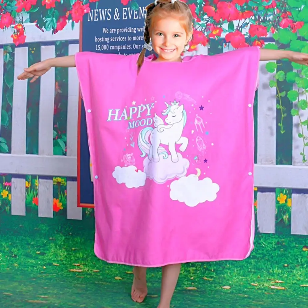 Casaco de toalha poncho para crianças, logotipo personalizado, toalha de tecido para crianças, com capuz, robe de mudança para crianças